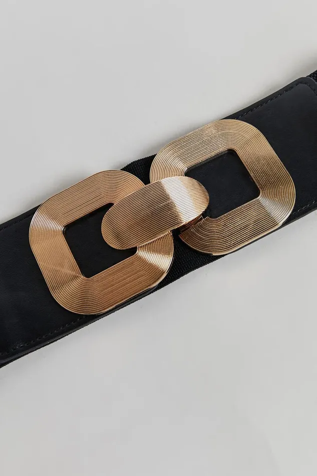 Cassia Belt 8211 Gold Buckle Detail Waist Belt In Black and Gold Women Showpo Belts