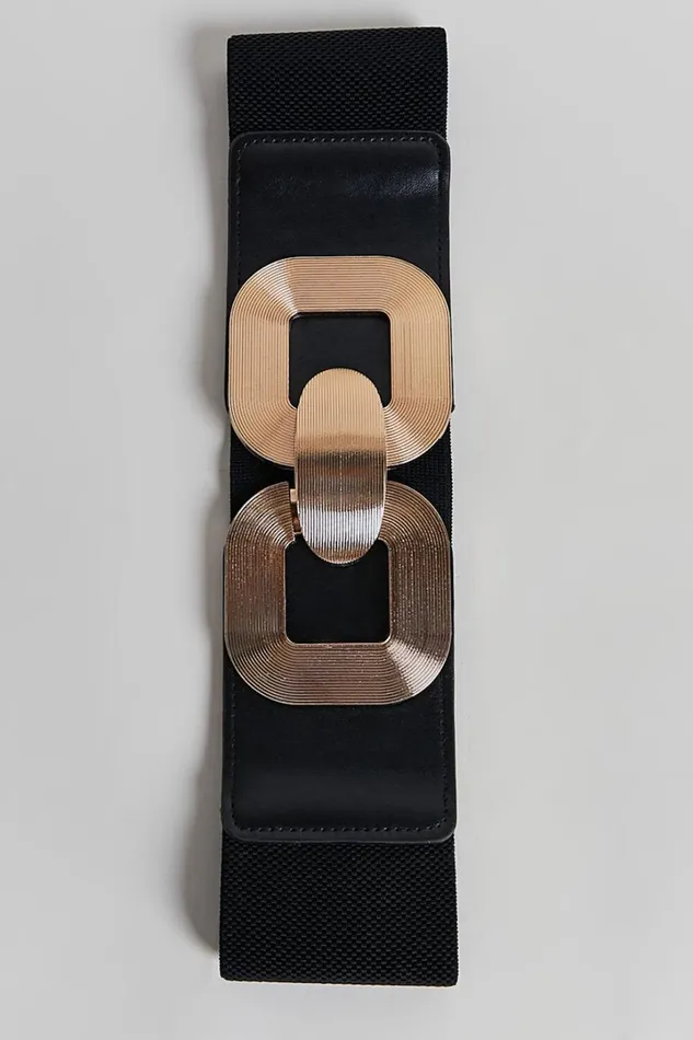 Cassia Belt 8211 Gold Buckle Detail Waist Belt In Black and Gold Women Showpo Belts