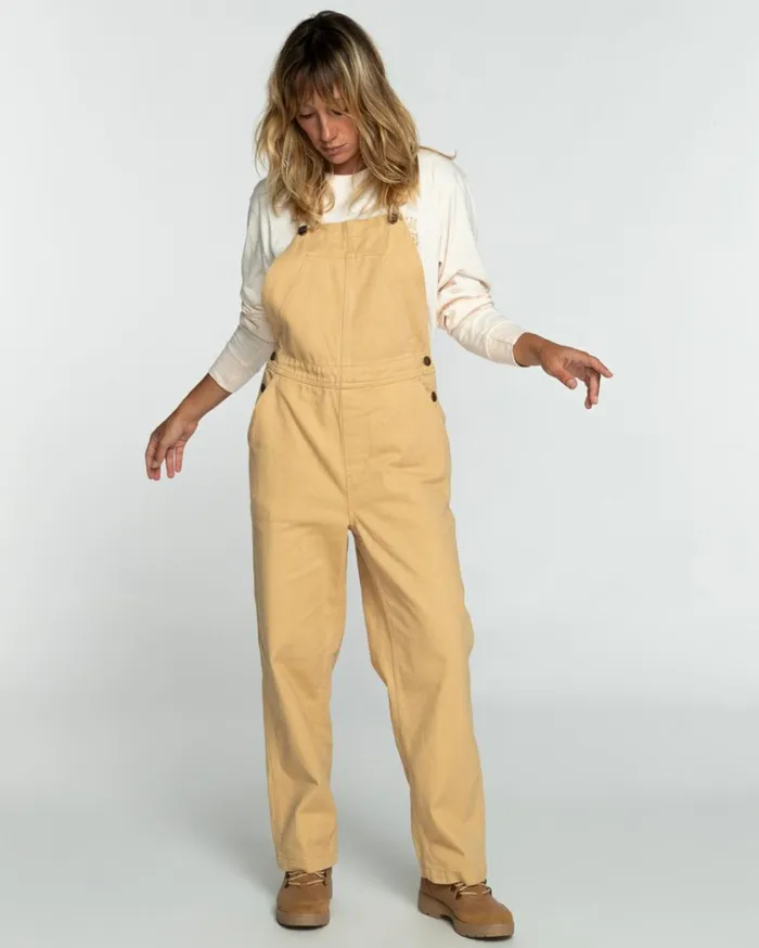 Casual Morning Wide Leg Overalls Latte Women Billabong Pants