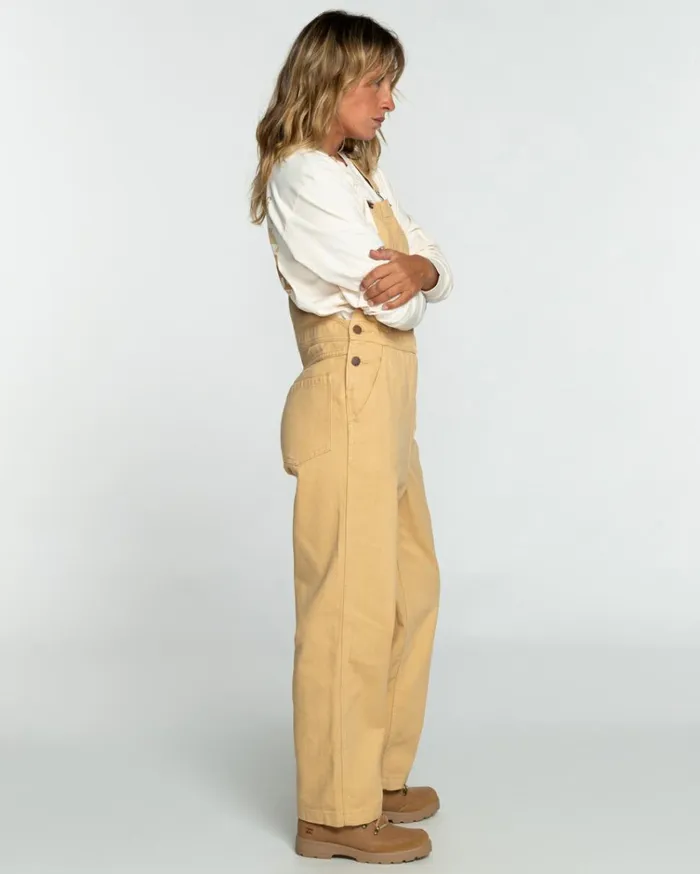 Casual Morning Wide Leg Overalls Latte Women Billabong Pants