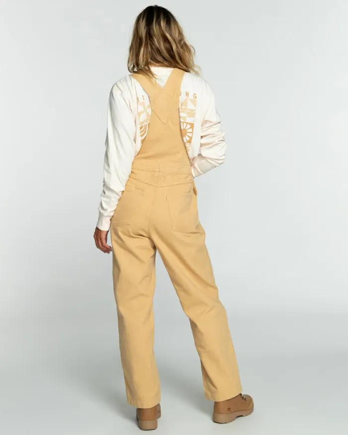 Casual Morning Wide Leg Overalls Latte Women Billabong Pants