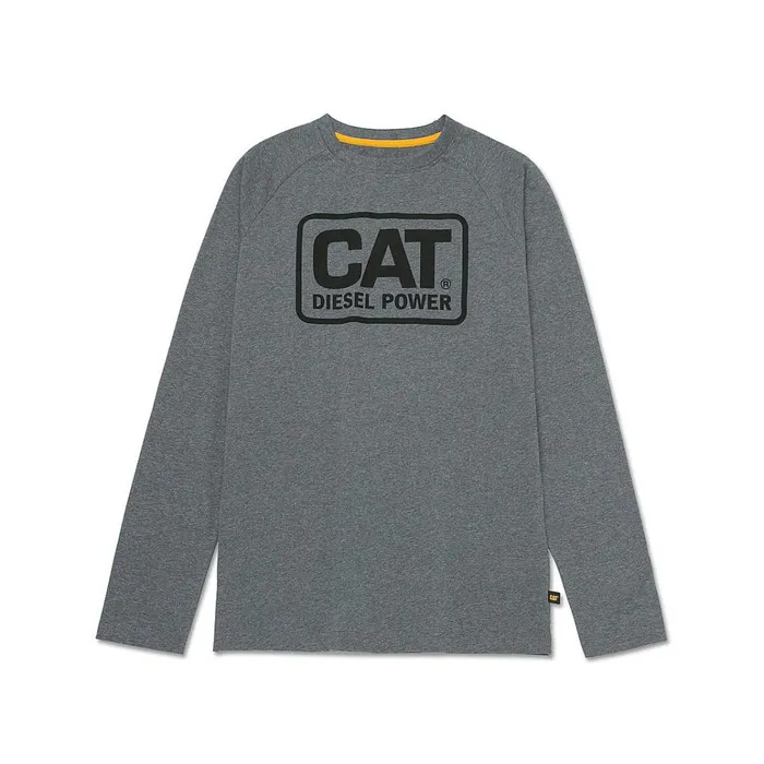 Cat Footwear Tops and Outerwear Men039s Cat Diesel Power Long Sleeve Tee Dark Heather Grey 8211 Men