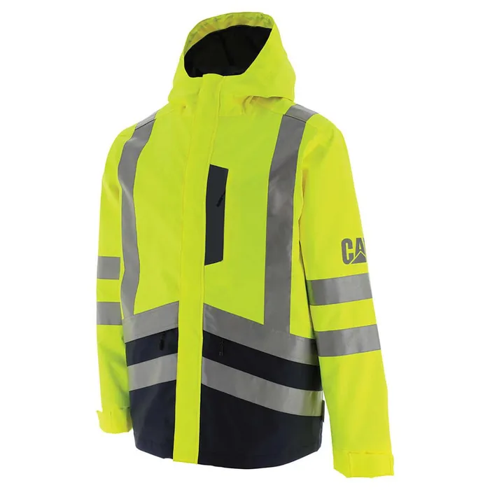 Cat Footwear Tops and Outerwear Men039s HiVis Rain Jacket Hivis Yellow 8211 Men