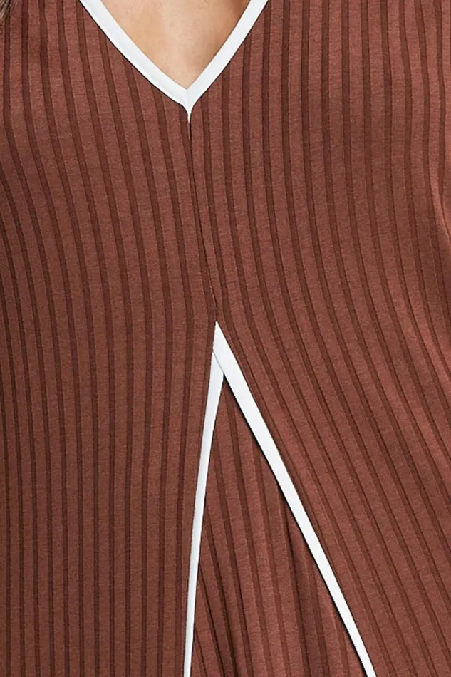 Cathleen Midi Dress 8211 Ribbed Sleeveless Low Back Dress In Chocolate With White Contrast Women Showpo Dresses
