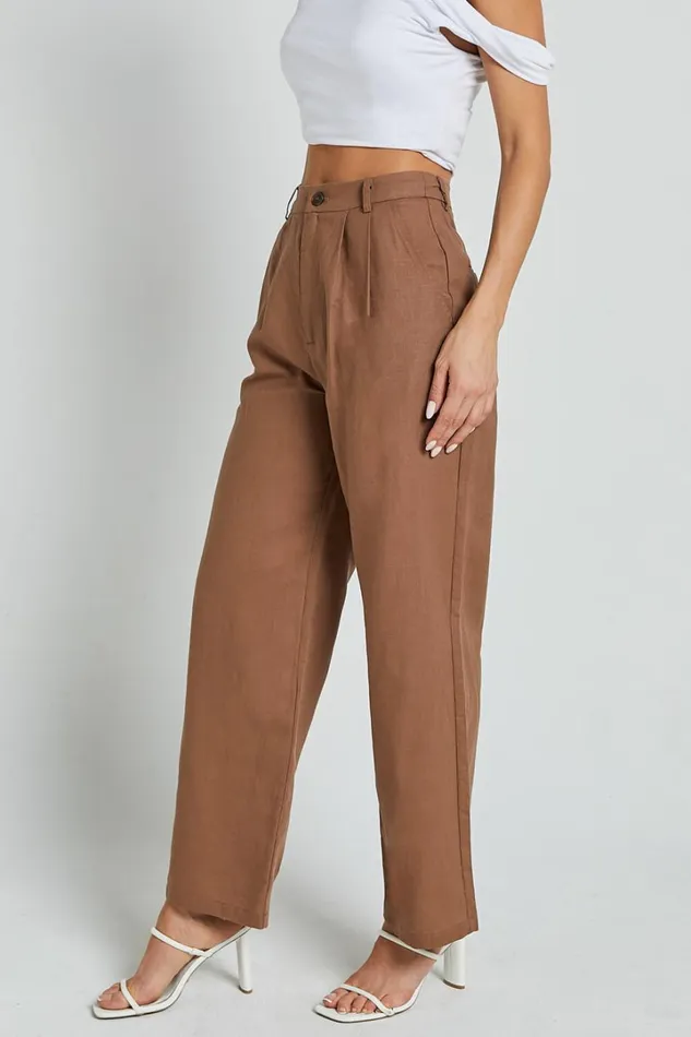 Celenia Pants 8211 High Waisted Wide Leg Pants In Tobacco Women Showpo Conscious