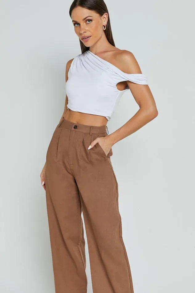 Celenia Pants 8211 High Waisted Wide Leg Pants In Tobacco Women Showpo Conscious