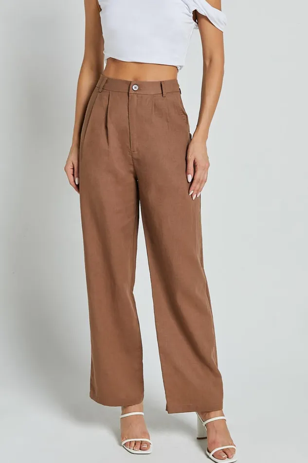 Celenia Pants 8211 High Waisted Wide Leg Pants In Tobacco Women Showpo Conscious