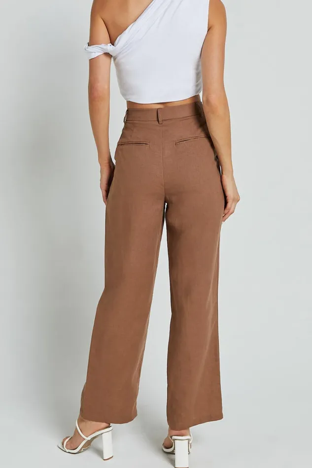 Celenia Pants 8211 High Waisted Wide Leg Pants In Tobacco Women Showpo Conscious