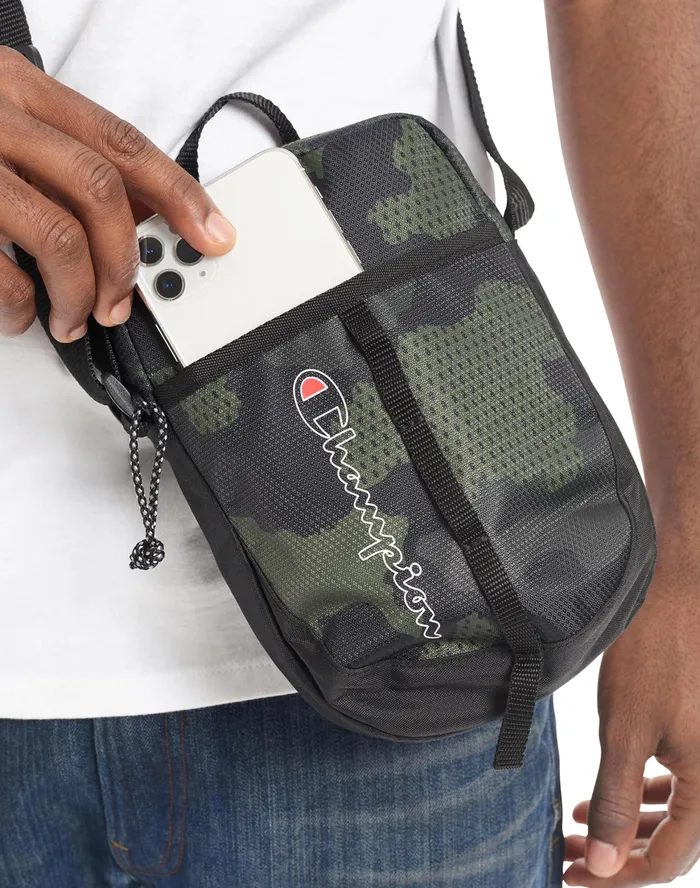Center Crossbody Bag Script Logo Cargo Oliveblack MenWomen Champion Bags and Backpacks