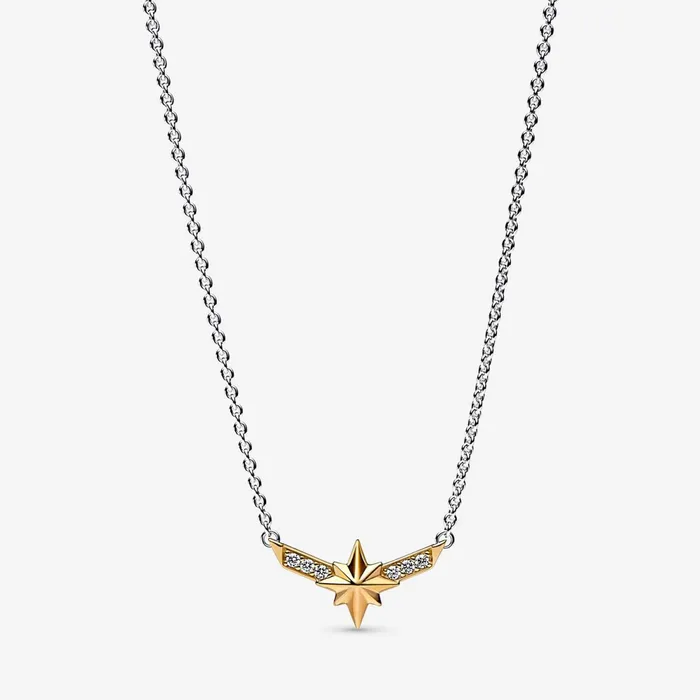 Chain Necklaces Women Pandora Marvel Captain Marvel Octogram Star Two Tone Pendant Necklace