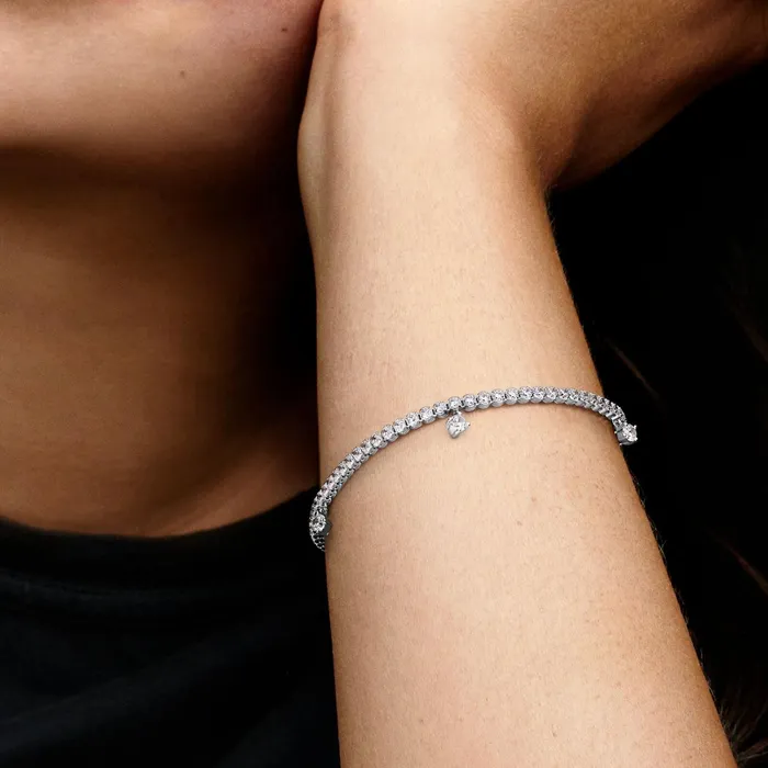 Chains Women Pandora Sparkling Drops Tennis Bracelet Sterling Silver