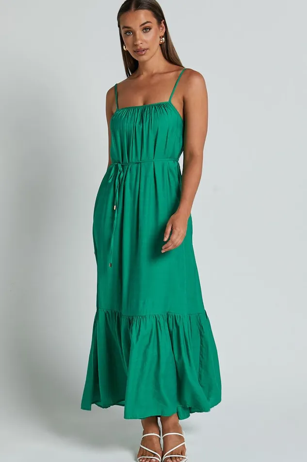 Charisse Maxi Dress 8211 Strappy Scoop Neck Relaxed Gathered Dress In Green Women Showpo Dresses Charisse Maxi Dress 8211 Strappy Scoop Neck Relaxed Gathered Dress In Green Women Showpo Dresses