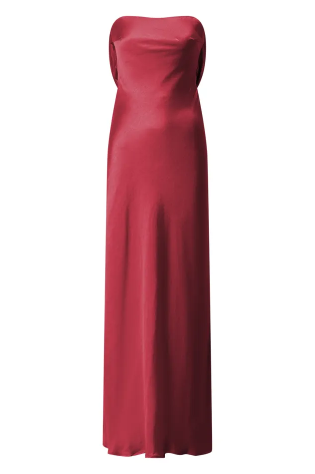 Charlita Maxi Dress 8211 Strapless Cowl Back Satin Dress In Berry Women Showpo Dresses