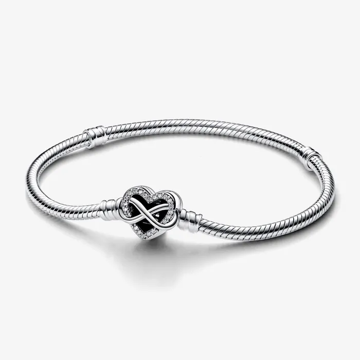Charm Bracelets Women Pandora Online Moments Sparkling Infinity Heart Clasp Snake Chain Bracelet