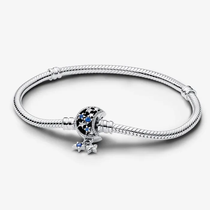 Charm Bracelets Women Pandora Online Moments Sparkling Moon Clasp Snake Chain Bracelet