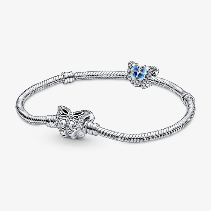 Charm Bracelets Women Pandora Sparkling Butterfly Charm And Bracelet Gift Set