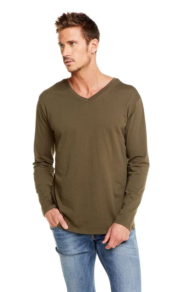 Chaser Brand COTTON JERSEY LS V NECK TEE Mens Tops