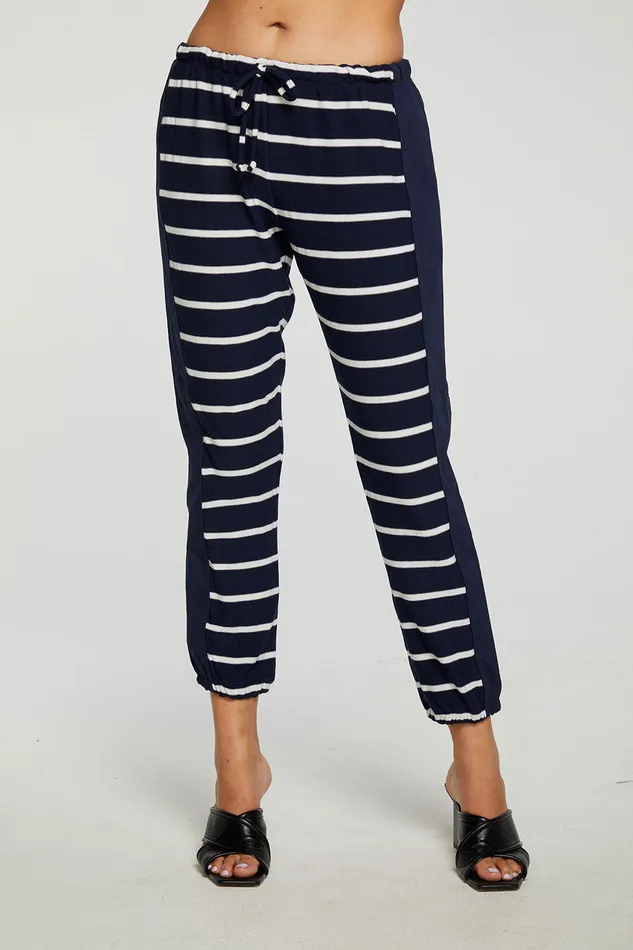 Chaser Brand RPET Cozy Knit Mixed Poplin Side Panel Jogger Womens Loungewear