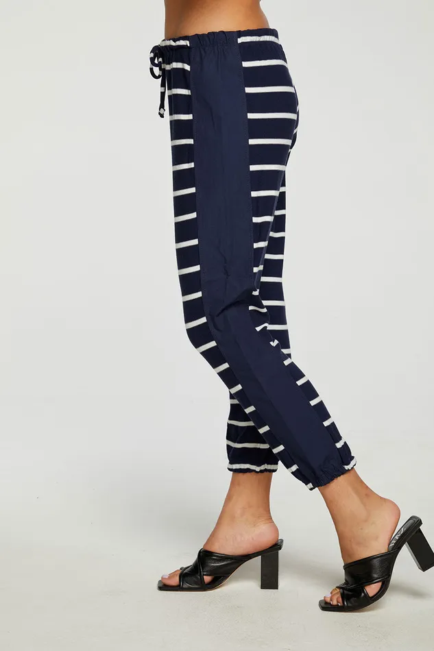 Chaser Brand RPET Cozy Knit Mixed Poplin Side Panel Jogger Womens Loungewear