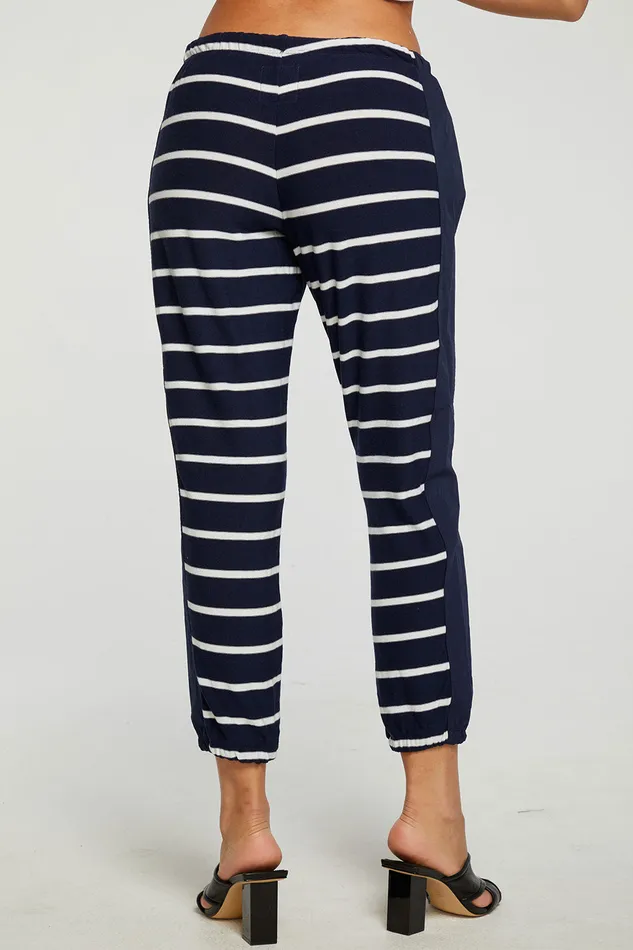 Chaser Brand RPET Cozy Knit Mixed Poplin Side Panel Jogger Womens Loungewear