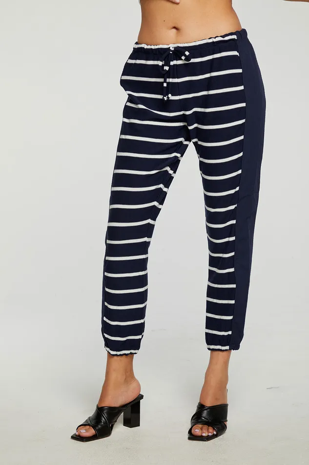 Chaser Brand RPET Cozy Knit Mixed Poplin Side Panel Jogger Womens Loungewear