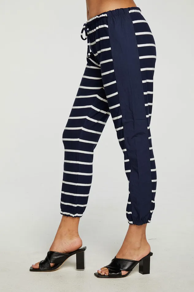 Chaser Brand RPET Cozy Knit Mixed Poplin Side Panel Jogger Womens Loungewear