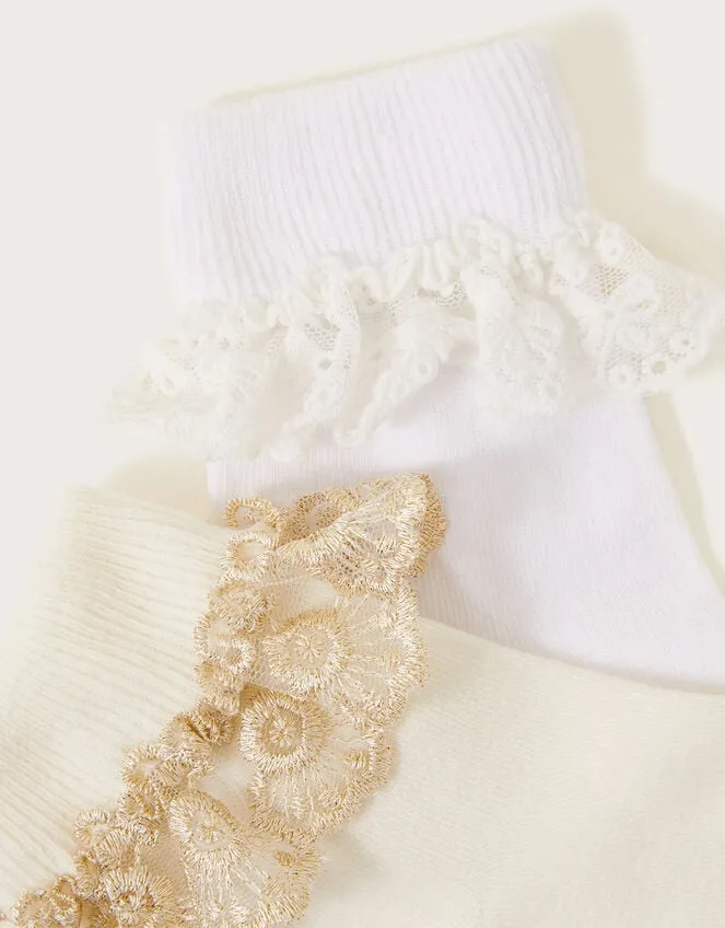 Children 2Pack Lace Trim Socks Multi Monsoon Partywear