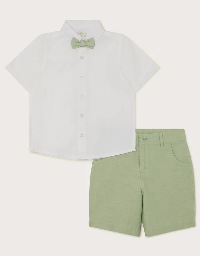 Children 3Piece Smart Shorts Set Green Monsoon Suits and Sets