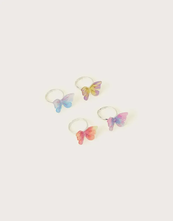 Children 4Pack Rainbow Butterfly Rings Monsoon Girls039 Jewellery