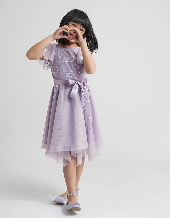 Children Amelia Embroidered Dress Purple Monsoon Dresses