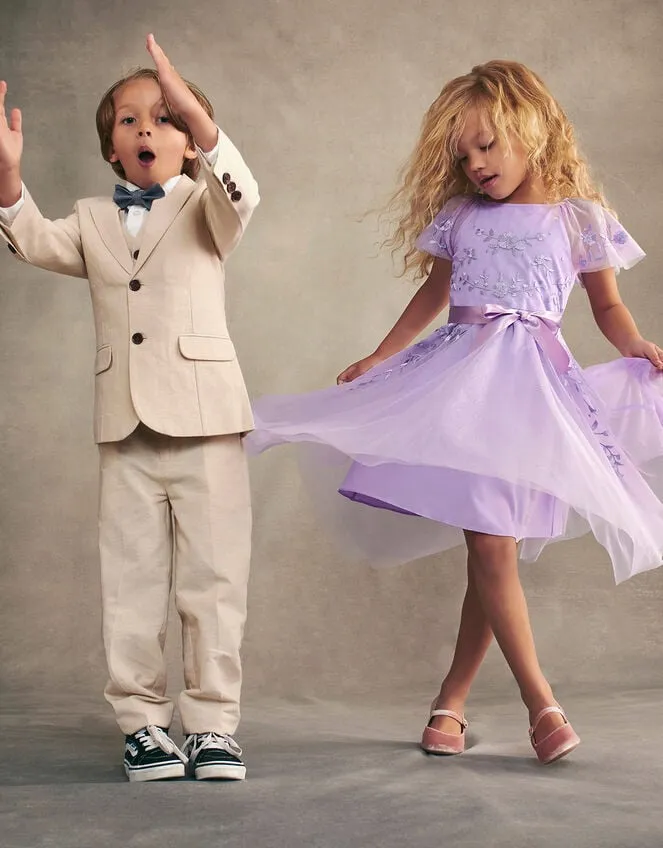 Children Amelia Embroidered Dress Purple Monsoon Dresses