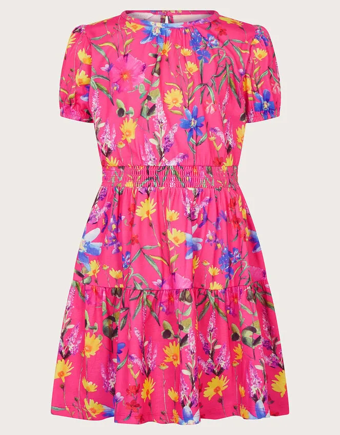 Children Botanical Jersey Dress Pink Monsoon Dresses