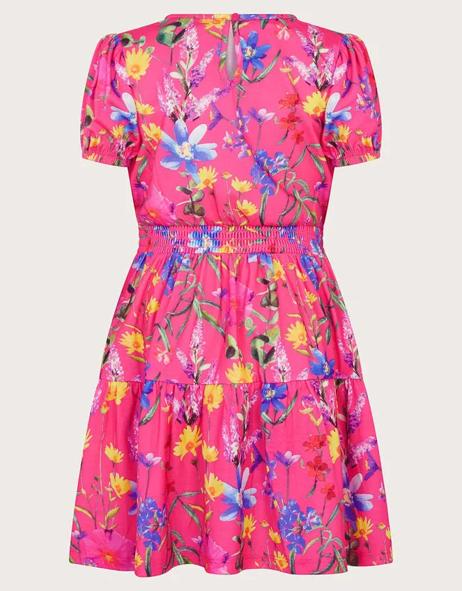 Children Botanical Jersey Dress Pink Monsoon Dresses