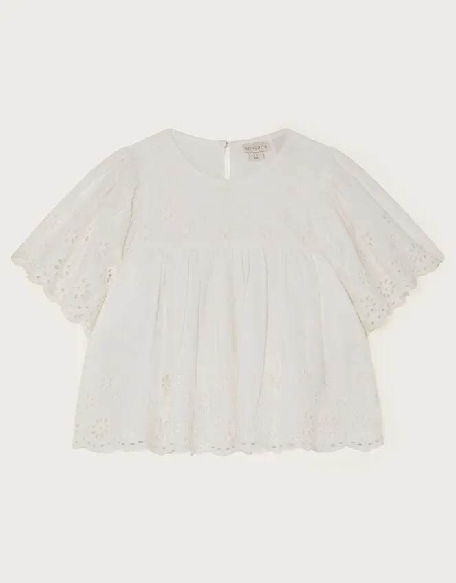 Children Broderie Blouse Ivory Monsoon Tops and TShirts