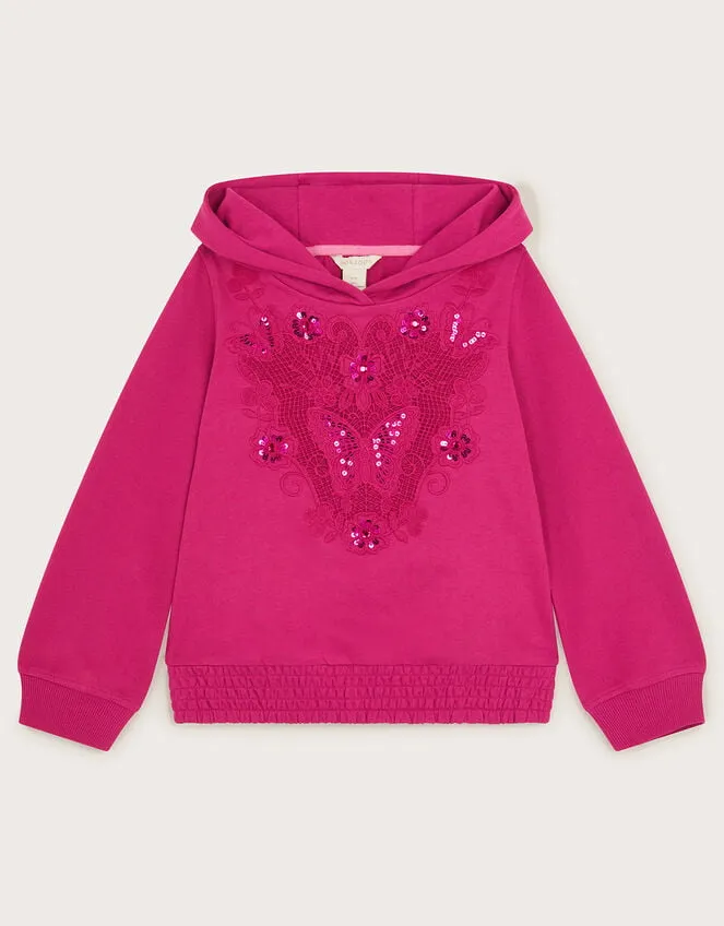 Children Crochet Cut Out Hoodie Pink Monsoon Tops and TShirts