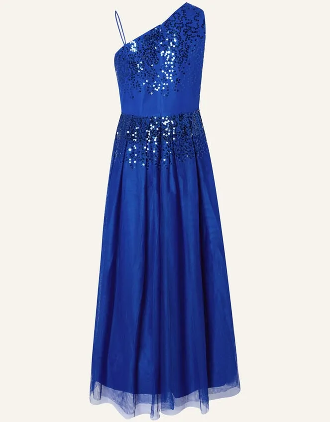 Children Elish OneShoulder Sequin Prom Dress Blue Monsoon Dresses
