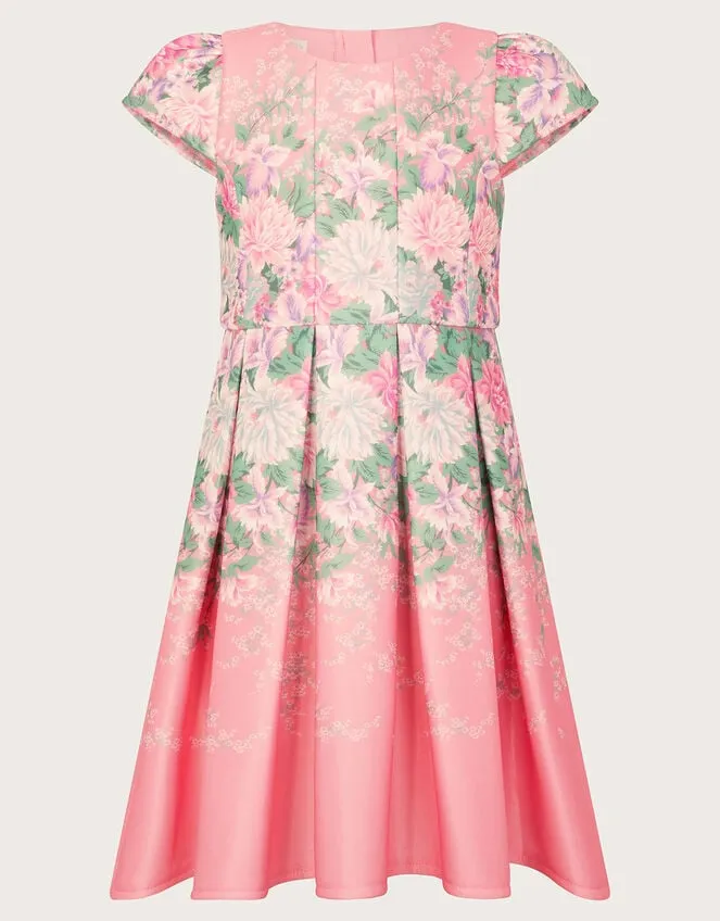 Children Floral Print Scuba Dress Pink Monsoon Dresses