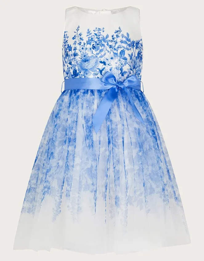 Children Gabriella Floral Dress Blue Monsoon Dresses