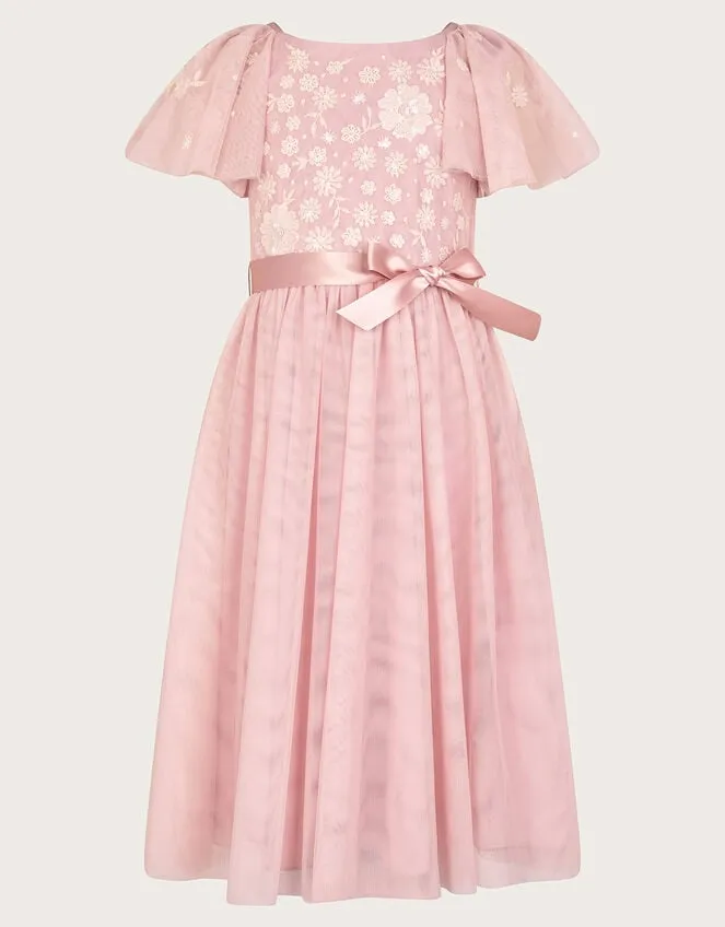 Children Giselle Embellished Floral Dress Pink Monsoon Dresses