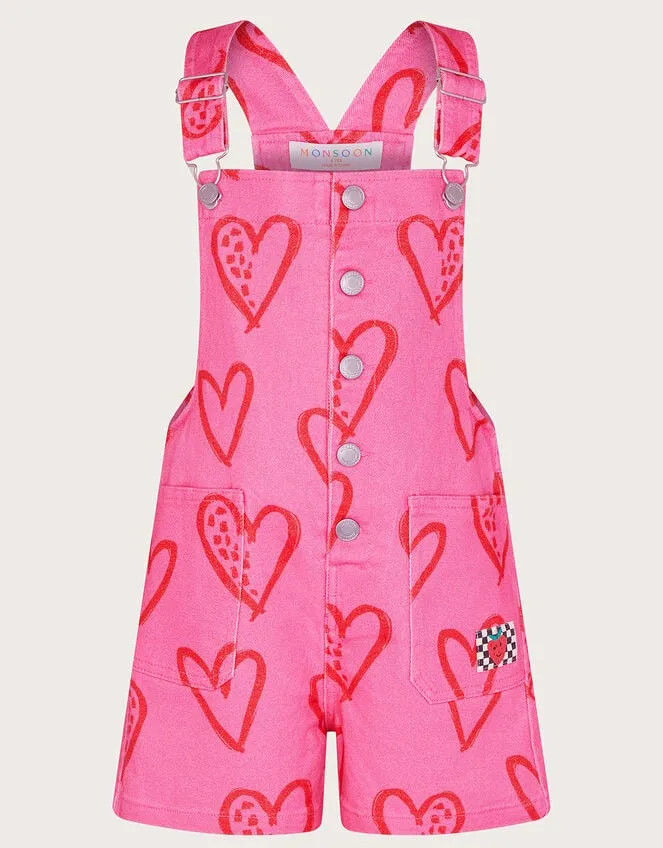 Children Heart Print Denim Dungarees Pink Monsoon Casualwear Collection