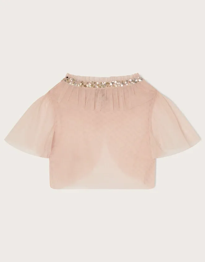 Children Land Of Wonder Short Tulle Cape Jacket Pink Monsoon Partywear
