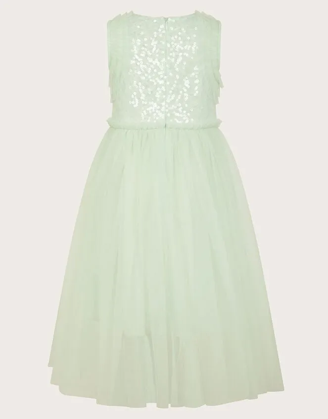 Children Priscilla Sequin Ruffle Dress Green Monsoon Dresses