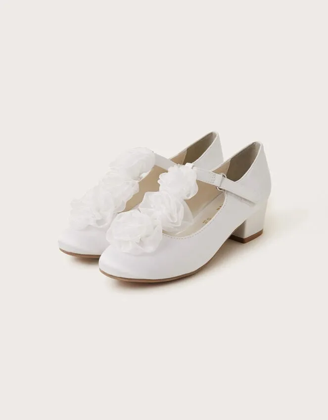 Children Rosette Organza Flower Heels Ivory Monsoon Partywear