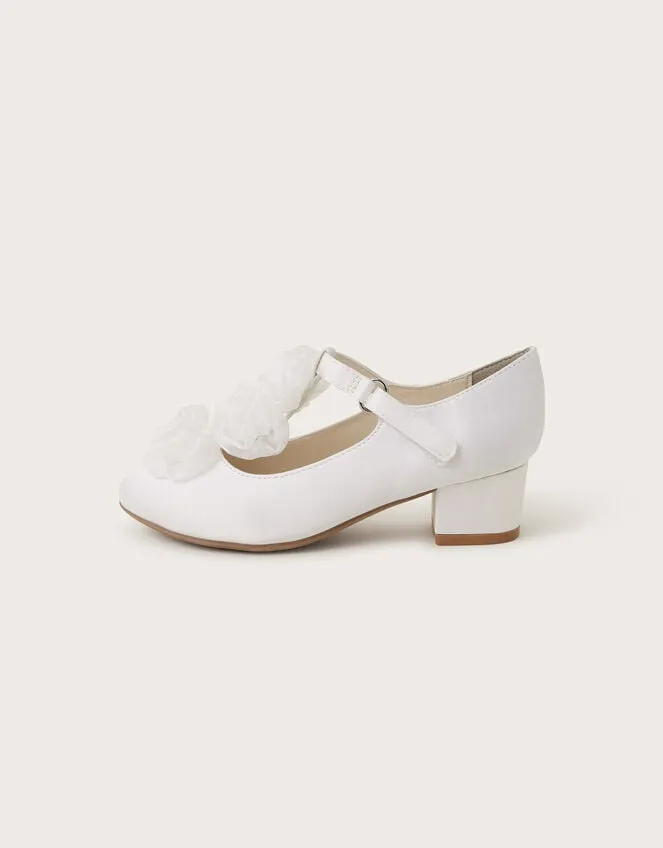 Children Rosette Organza Flower Heels Ivory Monsoon Partywear