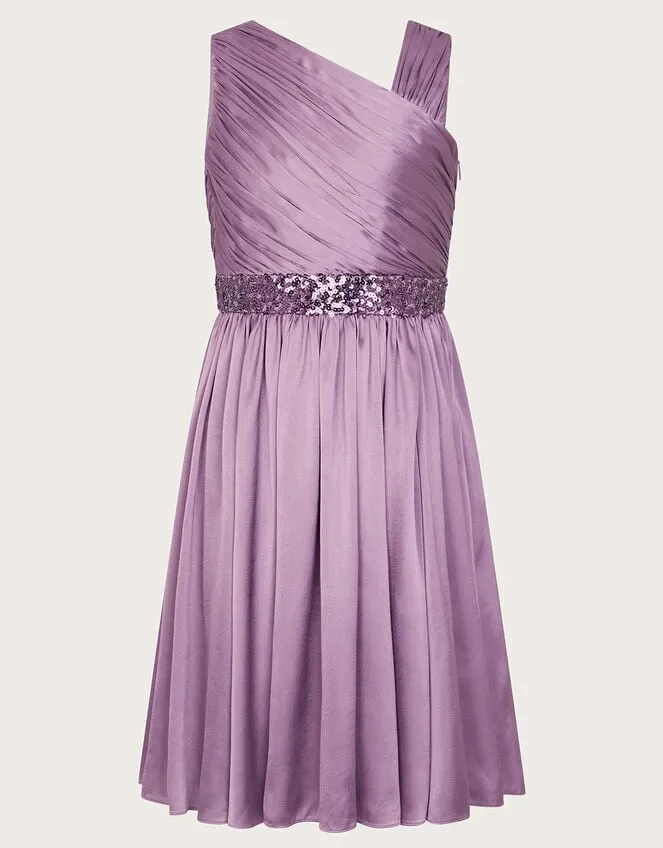 Children Satin Abigail OneShoulder Dress Purple Monsoon Dresses