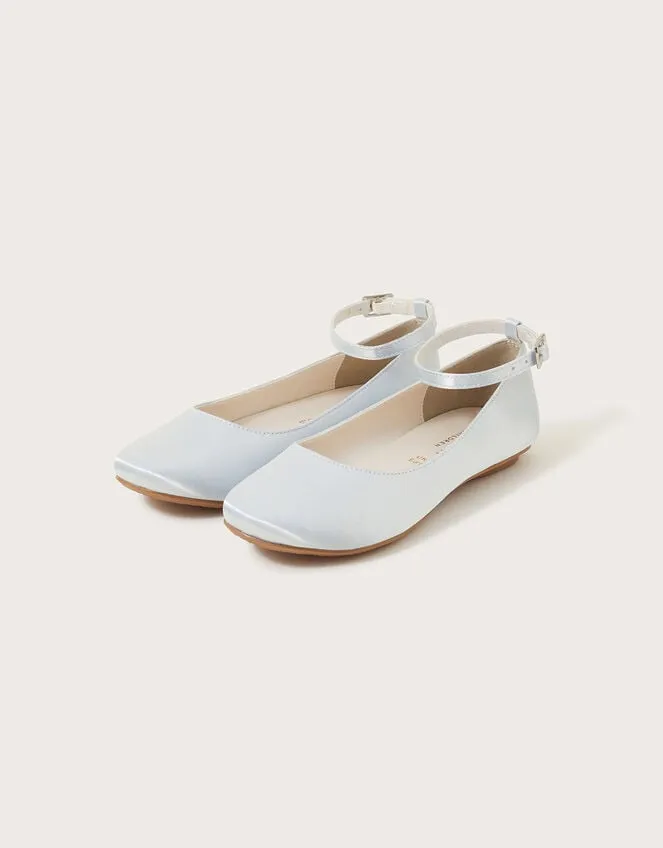 Children Satin Ballerina Flats Blue Monsoon Partywear