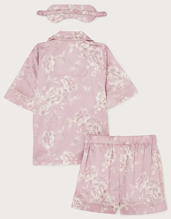 Children Satin Shirt And Shorts Pjs And Mask Set Pink Monsoon Pyjamas Dressing Gowns and Slippers