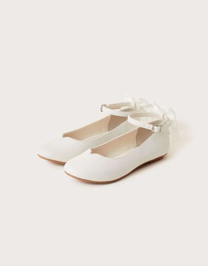 Children Spot Bow Communion Ballet Flats White Monsoon Partywear