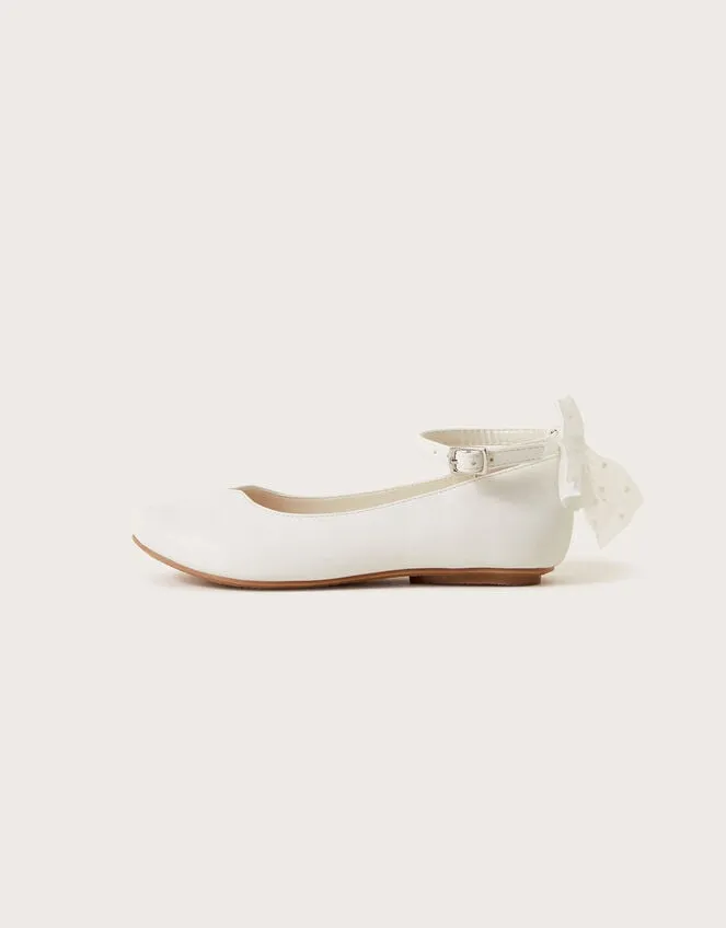 Children Spot Bow Communion Ballet Flats White Monsoon Partywear