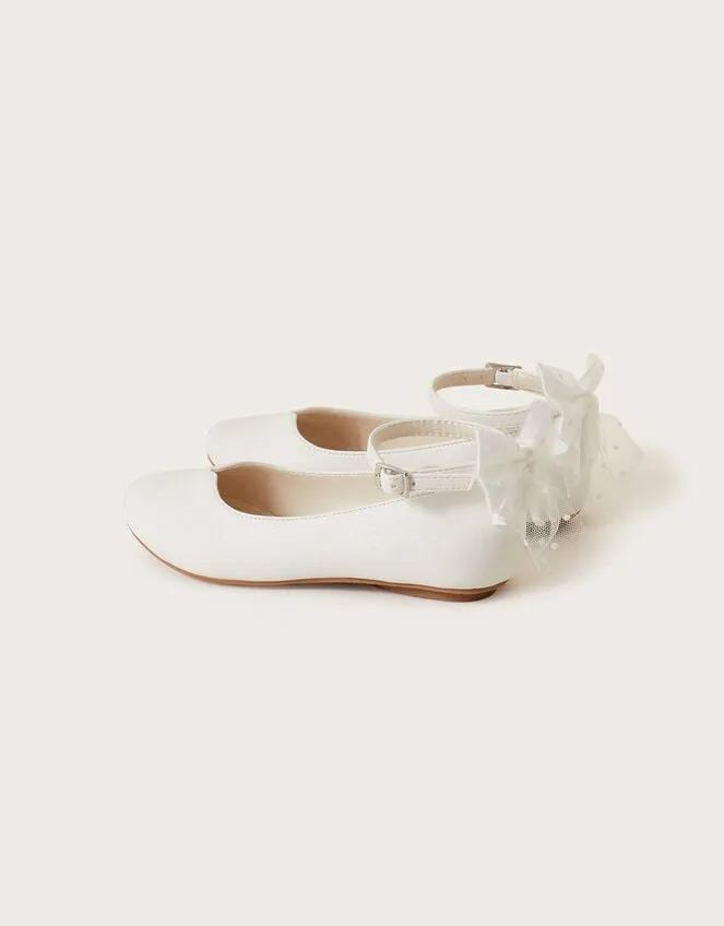 Children Spot Bow Communion Ballet Flats White Monsoon Partywear
